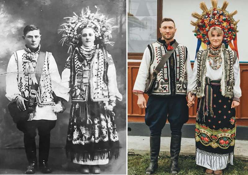 Михайло і Параска Маршалюки, 1930-ті роки та Анастасія Угорська та Мачей 2021 рік.